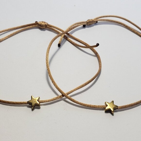 SET of 2 LUCKY STAR Gold String Kabbalah Tibetan Buddhist Adjustable BRACELET - Picture 2 of 5